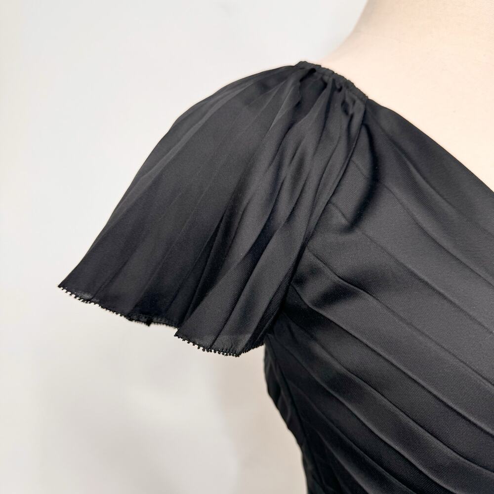 Diane Von Furstenberg Diston Wrap Dress Black Pleated Satin LBD Cocktail Size 0 - Picture 3 of 9